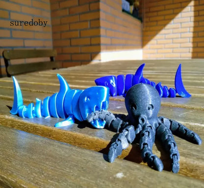 Articulated Shark - 3D Printed Stress Relief, Fidget Toy, Flexi Shark